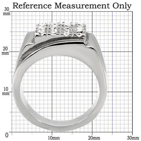 High polished (no plating) Stainless Steel Ring with Top Grade Crystal  in Clear