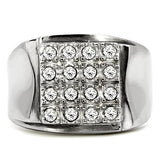 High polished (no plating) Stainless Steel Ring with Top Grade Crystal  in Clear