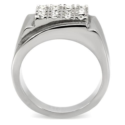 High polished (no plating) Stainless Steel Ring with Top Grade Crystal  in Clear