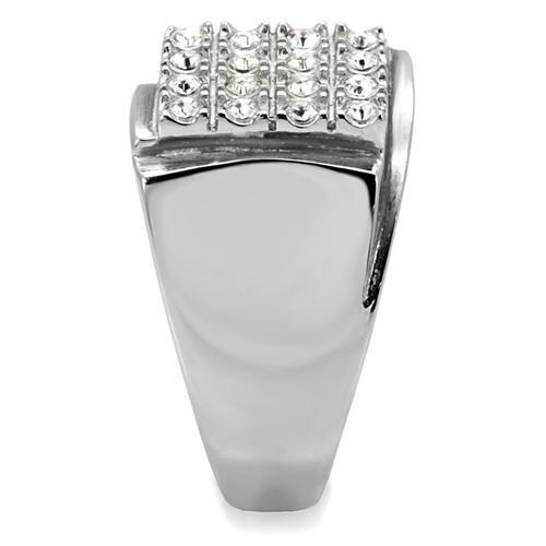 High polished (no plating) Stainless Steel Ring with Top Grade Crystal  in Clear