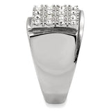 High polished (no plating) Stainless Steel Ring with Top Grade Crystal  in Clear