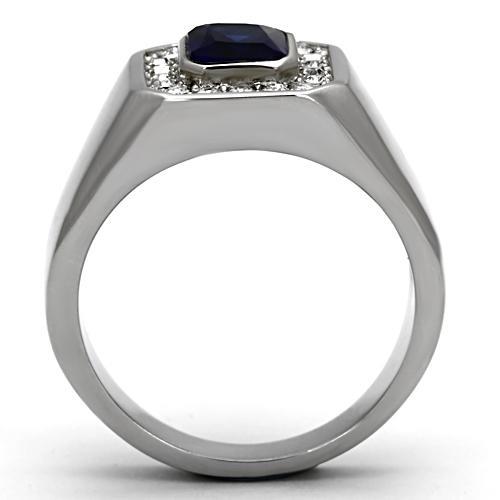 High polished (no plating) Stainless Steel Ring with Synthetic Synthetic Glass in Montana