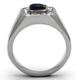 High polished (no plating) Stainless Steel Ring with Synthetic Synthetic Glass in Montana