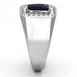 High polished (no plating) Stainless Steel Ring with Synthetic Synthetic Glass in Montana