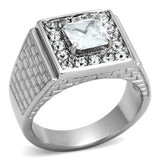 High polished (no plating) Stainless Steel Ring with AAA Grade CZ  in Clear