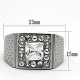 High polished (no plating) Stainless Steel Ring with AAA Grade CZ  in Clear