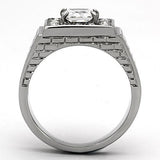 High polished (no plating) Stainless Steel Ring with AAA Grade CZ  in Clear