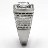 High polished (no plating) Stainless Steel Ring with AAA Grade CZ  in Clear