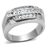 High polished (no plating) Stainless Steel Ring with Top Grade Crystal  in Clear