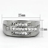 High polished (no plating) Stainless Steel Ring with Top Grade Crystal  in Clear