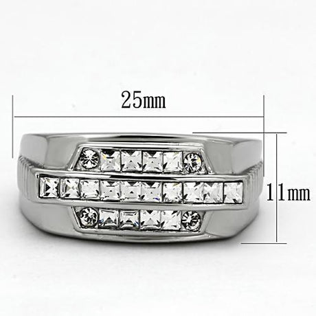 High polished (no plating) Stainless Steel Ring with Top Grade Crystal  in Clear