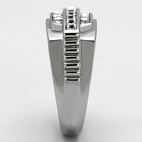 High polished (no plating) Stainless Steel Ring with Top Grade Crystal  in Clear