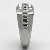 High polished (no plating) Stainless Steel Ring with Top Grade Crystal  in Clear