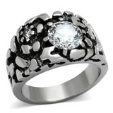 High polished (no plating) Stainless Steel Ring with AAA Grade CZ  in Clear