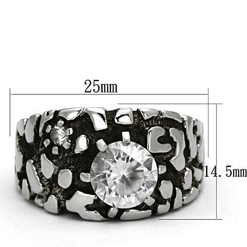 High polished (no plating) Stainless Steel Ring with AAA Grade CZ  in Clear