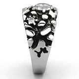 High polished (no plating) Stainless Steel Ring with AAA Grade CZ  in Clear