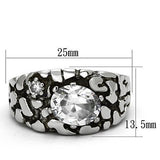 High polished (no plating) Stainless Steel Ring with AAA Grade CZ  in Clear