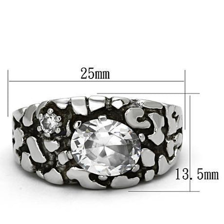 High polished (no plating) Stainless Steel Ring with AAA Grade CZ  in Clear