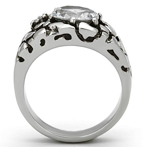 High polished (no plating) Stainless Steel Ring with AAA Grade CZ  in Clear