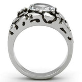 High polished (no plating) Stainless Steel Ring with AAA Grade CZ  in Clear