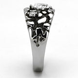 High polished (no plating) Stainless Steel Ring with AAA Grade CZ  in Clear