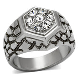 High polished (no plating) Stainless Steel Ring with Top Grade Crystal  in Clear