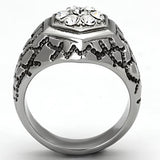 High polished (no plating) Stainless Steel Ring with Top Grade Crystal  in Clear