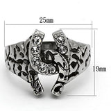 High polished (no plating) Stainless Steel Ring with Top Grade Crystal  in Clear