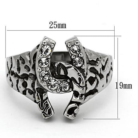 High polished (no plating) Stainless Steel Ring with Top Grade Crystal  in Clear