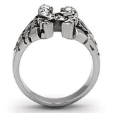 High polished (no plating) Stainless Steel Ring with Top Grade Crystal  in Clear