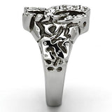 High polished (no plating) Stainless Steel Ring with Top Grade Crystal  in Clear