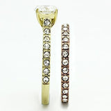 IP Gold & IP Rose Gold (Ion Plating) Stainless Steel Ring with AAA Grade CZ  in Clear