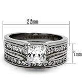 High polished (no plating) Stainless Steel Ring with AAA Grade CZ  in Clear