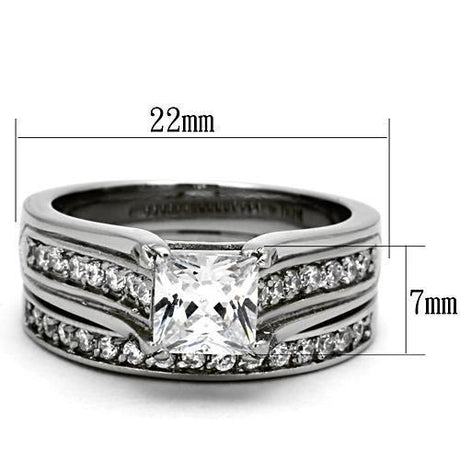 High polished (no plating) Stainless Steel Ring with AAA Grade CZ  in Clear