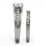 High polished (no plating) Stainless Steel Ring with AAA Grade CZ  in Clear