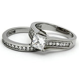 High polished (no plating) Stainless Steel Ring with AAA Grade CZ  in Clear