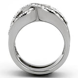 High polished (no plating) Stainless Steel Ring with Top Grade Crystal  in Clear