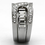 High polished (no plating) Stainless Steel Ring with Top Grade Crystal  in Clear
