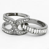 High polished (no plating) Stainless Steel Ring with Top Grade Crystal  in Clear