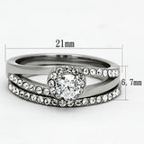 High polished (no plating) Stainless Steel Ring with AAA Grade CZ  in Clear