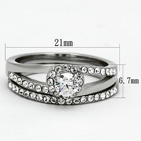 High polished (no plating) Stainless Steel Ring with AAA Grade CZ  in Clear