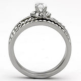 High polished (no plating) Stainless Steel Ring with AAA Grade CZ  in Clear
