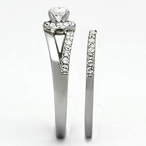 High polished (no plating) Stainless Steel Ring with AAA Grade CZ  in Clear