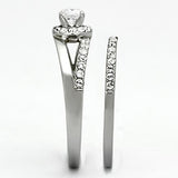 High polished (no plating) Stainless Steel Ring with AAA Grade CZ  in Clear