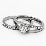 High polished (no plating) Stainless Steel Ring with AAA Grade CZ  in Clear