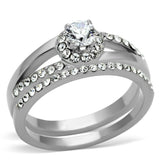High polished (no plating) Stainless Steel Ring with AAA Grade CZ  in Clear