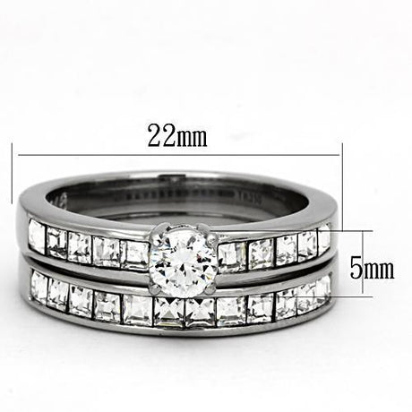 High polished (no plating) Stainless Steel Ring with AAA Grade CZ  in Clear