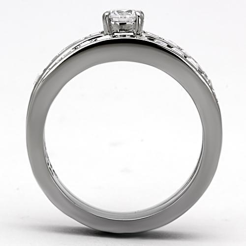 High polished (no plating) Stainless Steel Ring with AAA Grade CZ  in Clear