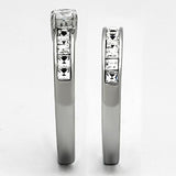 High polished (no plating) Stainless Steel Ring with AAA Grade CZ  in Clear