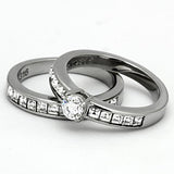 High polished (no plating) Stainless Steel Ring with AAA Grade CZ  in Clear